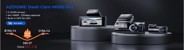Planet Gates M300S Hardwire Kit / Saudi Arabia / Free 64GB TF Card AZDOME M300S 4K Dash Cam Front and Rear, 5.8G WiFi GPS Dash Camera for Cars, Free 64GB SD Card, Voice Control, WDR Night Vision