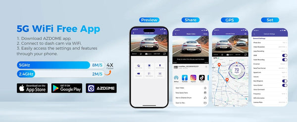 Planet Gates M300S Hardwire Kit / Saudi Arabia / Free 64GB TF Card AZDOME M300S 4K Dash Cam Front and Rear, 5.8G WiFi GPS Dash Camera for Cars, Free 64GB SD Card, Voice Control, WDR Night Vision