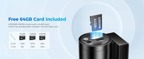 Planet Gates M300S Hardwire Kit / Saudi Arabia / Free 64GB TF Card AZDOME M300S 4K Dash Cam Front and Rear, 5.8G WiFi GPS Dash Camera for Cars, Free 64GB SD Card, Voice Control, WDR Night Vision