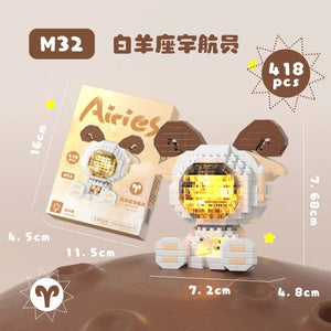 Planet Gates M32 Aries / No Box Cute Demon Twelve Constellations Astronaut Building Blocks Pisces Capricornus Model Sagittarius Mini Brick Libra Toys For Gift