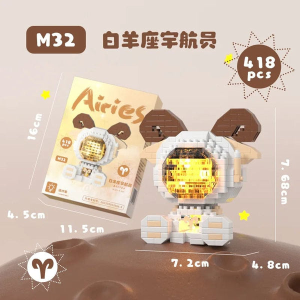 Planet Gates M32 Aries / No Box Cute Demon Twelve Constellations Astronaut Building Blocks Pisces Capricornus Model Sagittarius Mini Brick Libra Toys For Gift