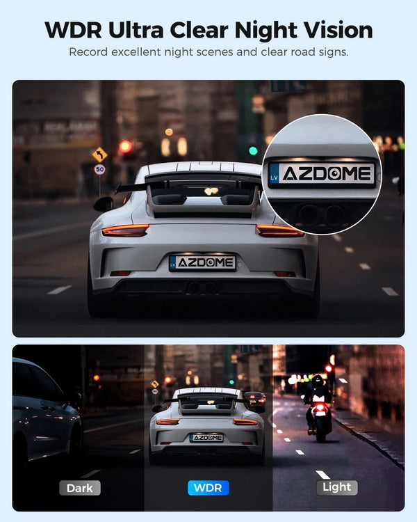 Planet Gates M330 / CHINA / NO TF Card AZDOME M330 Car DVR 1296P Dash Cam Smart Voice Control WiFi Free APP G-sensor Emergency Record Parking Monitor Loop Recording