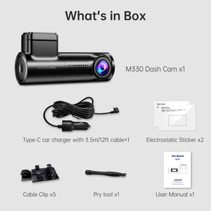 Planet Gates M330 / CHINA / NO TF Card AZDOME M330 Car DVR 1296P Dash Cam Smart Voice Control WiFi Free APP G-sensor Emergency Record Parking Monitor Loop Recording