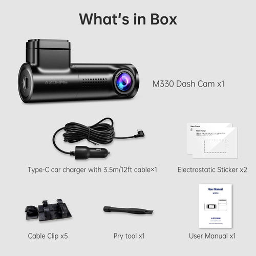Planet Gates M330 / CHINA / NO TF Card AZDOME M330 Car DVR 1296P Dash Cam Smart Voice Control WiFi Free APP G-sensor Emergency Record Parking Monitor Loop Recording