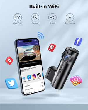 Planet Gates M330 / CHINA / NO TF Card AZDOME M330 Car DVR 1296P Dash Cam Smart Voice Control WiFi Free APP G-sensor Emergency Record Parking Monitor Loop Recording