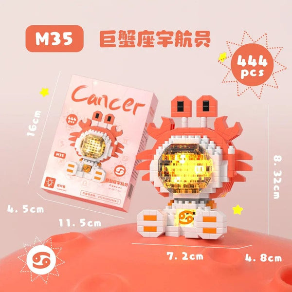 Planet Gates M35 Cancer / No Box Cute Demon Twelve Constellations Astronaut Building Blocks Pisces Capricornus Model Sagittarius Mini Brick Libra Toys For Gift