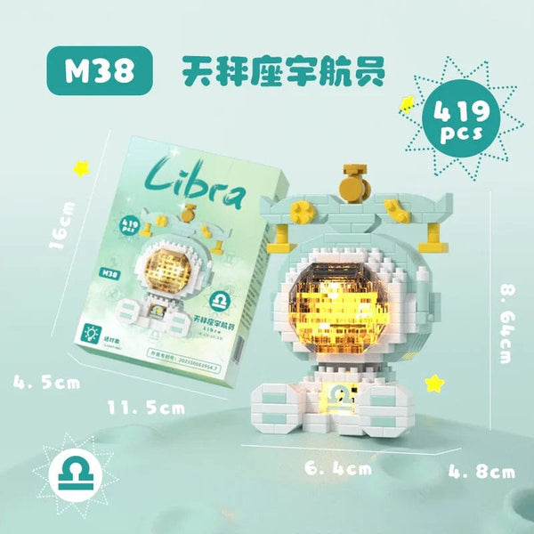 Planet Gates M38 Libra / No Box Cute Demon Twelve Constellations Astronaut Building Blocks Pisces Capricornus Model Sagittarius Mini Brick Libra Toys For Gift