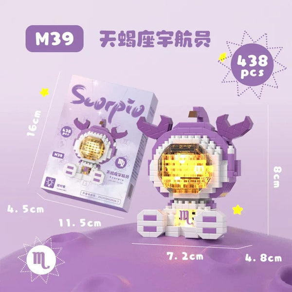 Planet Gates M39 Scorpio / No Box Cute Demon Twelve Constellations Astronaut Building Blocks Pisces Capricornus Model Sagittarius Mini Brick Libra Toys For Gift