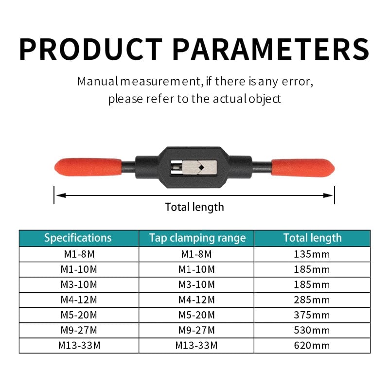 Planet Gates M4-M12 Adjustable Tap Wrench Handle for M1-M8~M9-M27 Metric Taps Superhard High Carbon Steel Tap Reamer Hand Threading Tools