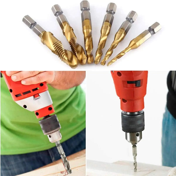 Planet Gates M4X0.7 Hex Shank Titanium Plated HSS Screw Thread Metric Tap Drill Bits Screw Machine Compound Tap M3 M4 M5 M6 M8 M10 Hand Tools
