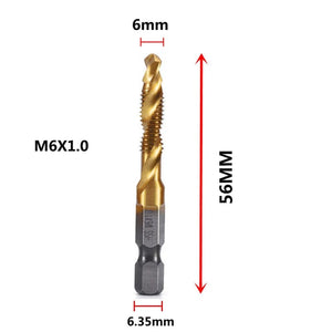 Planet Gates M4X0.7 Hex Shank Titanium Plated HSS Screw Thread Metric Tap Drill Bits Screw Machine Compound Tap M3 M4 M5 M6 M8 M10 Hand Tools