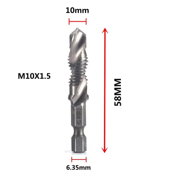 Planet Gates M4X0.7 Hex Shank Titanium Plated HSS Screw Thread Metric Tap Drill Bits Screw Machine Compound Tap M3 M4 M5 M6 M8 M10 Hand Tools