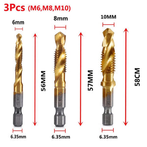 Planet Gates M4X0.7 Hex Shank Titanium Plated HSS Screw Thread Metric Tap Drill Bits Screw Machine Compound Tap M3 M4 M5 M6 M8 M10 Hand Tools
