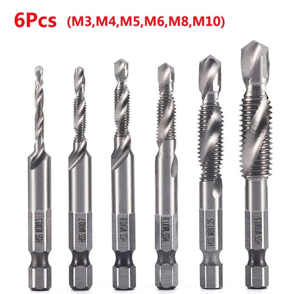Planet Gates M4X0.7 Hex Shank Titanium Plated HSS Screw Thread Metric Tap Drill Bits Screw Machine Compound Tap M3 M4 M5 M6 M8 M10 Hand Tools