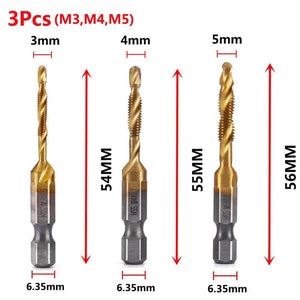 Planet Gates M4X0.7 Hex Shank Titanium Plated HSS Screw Thread Metric Tap Drill Bits Screw Machine Compound Tap M3 M4 M5 M6 M8 M10 Hand Tools