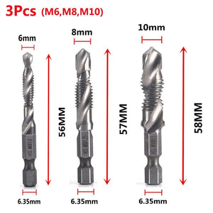 Planet Gates M4X0.7 Hex Shank Titanium Plated HSS Screw Thread Metric Tap Drill Bits Screw Machine Compound Tap M3 M4 M5 M6 M8 M10 Hand Tools