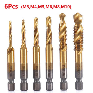 Planet Gates M4X0.7 Hex Shank Titanium Plated HSS Screw Thread Metric Tap Drill Bits Screw Machine Compound Tap M3 M4 M5 M6 M8 M10 Hand Tools