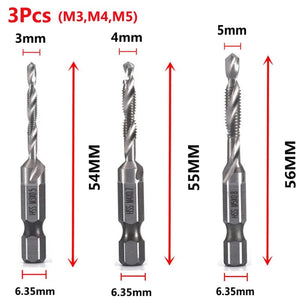 Planet Gates M4X0.7 Hex Shank Titanium Plated HSS Screw Thread Metric Tap Drill Bits Screw Machine Compound Tap M3 M4 M5 M6 M8 M10 Hand Tools