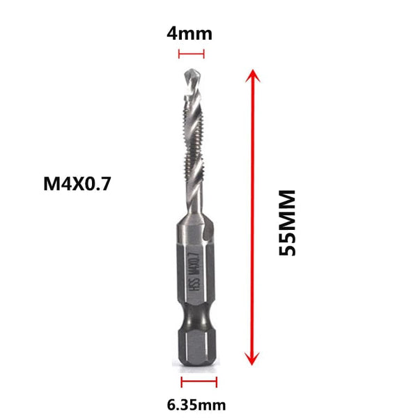Planet Gates M4X0.7 Hex Shank Titanium Plated HSS Screw Thread Metric Tap Drill Bits Screw Machine Compound Tap M3 M4 M5 M6 M8 M10 Hand Tools