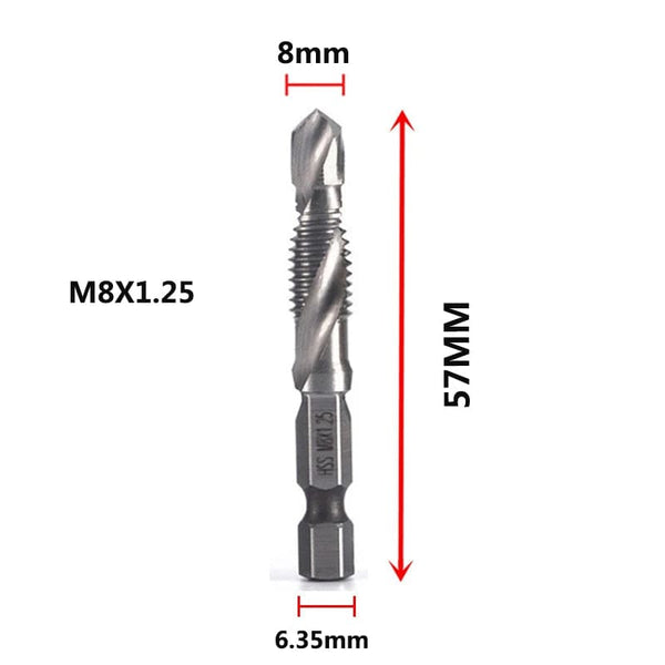 Planet Gates M4X0.7 Hex Shank Titanium Plated HSS Screw Thread Metric Tap Drill Bits Screw Machine Compound Tap M3 M4 M5 M6 M8 M10 Hand Tools