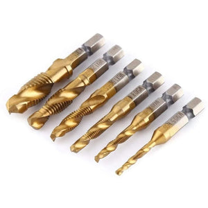 Planet Gates M4X0.7 Hex Shank Titanium Plated HSS Screw Thread Metric Tap Drill Bits Screw Machine Compound Tap M3 M4 M5 M6 M8 M10 Hand Tools
