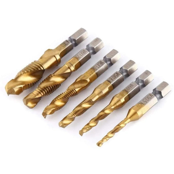 Planet Gates M4X0.7 Hex Shank Titanium Plated HSS Screw Thread Metric Tap Drill Bits Screw Machine Compound Tap M3 M4 M5 M6 M8 M10 Hand Tools