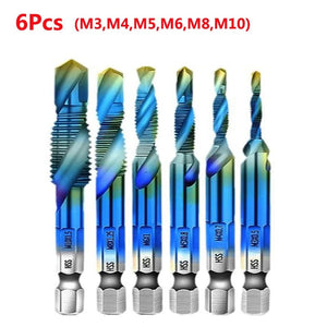 Planet Gates M4X0.7 Hex Shank Titanium Plated HSS Screw Thread Metric Tap Drill Bits Screw Machine Compound Tap M3 M4 M5 M6 M8 M10 Hand Tools