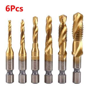Planet Gates M4X0.7 Hex Shank Titanium Plated HSS Screw Thread Metric Tap Drill Bits Screw Machine Compound Tap M3 M4 M5 M6 M8 M10 Hand Tools