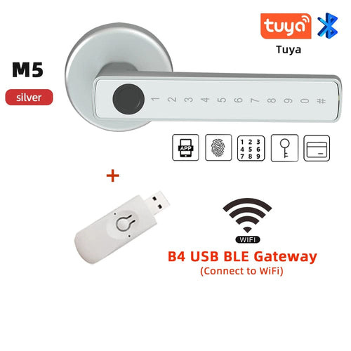 Planet Gates M5-S and Gateway RAYKUBE M5 Tuya BLE Fingerprint Door Lock Digital Electronic Lock with Password/Key/IC Card/ Smartlife/ Tuya APP Unlock