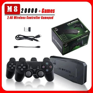 Planet Gates M8-B-64G M8 Game Console Built-in 20000 + 64GB Two-person Wireless Controller 2.4G Stick 4K HD PS1 GBA Video Children's Christmas Gift