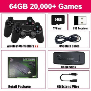 Planet Gates m864gb Video Game Console Built-in 20000 Games Wireless Controller TV Game Stick 4K HD Retro Mini Handheld Game Player