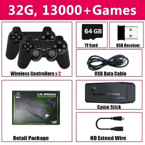 Planet Gates m864gb Video Game Console Built-in 20000 Games Wireless Controller TV Game Stick 4K HD Retro Mini Handheld Game Player