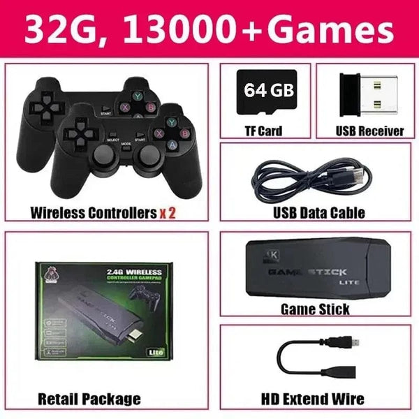 Planet Gates m864gb Video Game Console Built-in 20000 Games Wireless Controller TV Game Stick 4K HD Retro Mini Handheld Game Player