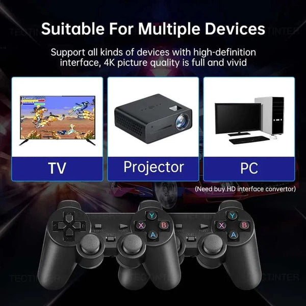 Planet Gates m864gb Video Game Console Built-in 20000 Games Wireless Controller TV Game Stick 4K HD Retro Mini Handheld Game Player