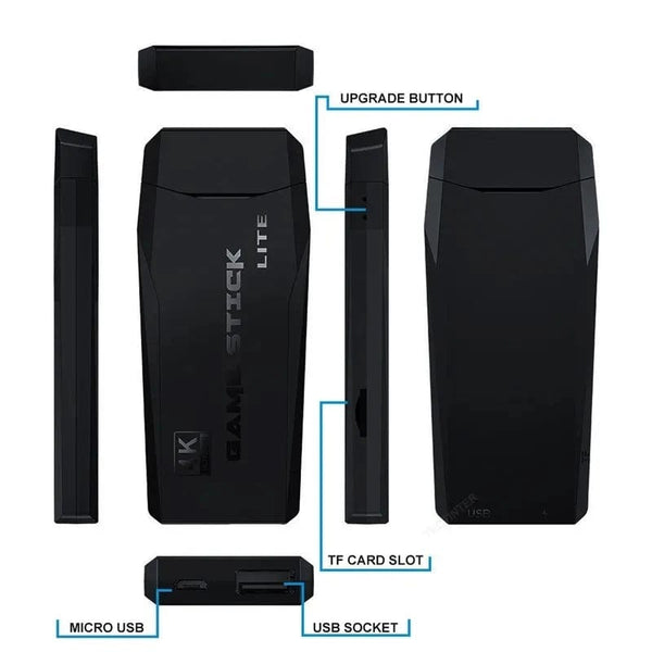 Planet Gates m864gb Video Game Console Built-in 20000 Games Wireless Controller TV Game Stick 4K HD Retro Mini Handheld Game Player