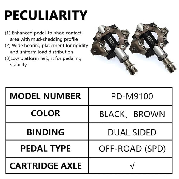 Planet Gates M9100 Shimano XTR PD-M9100 Pedal Mountain Bike Self-locking XT Pedal With SH51 Cleats for MTB Bicycle Cross-country Race Cycling Parts