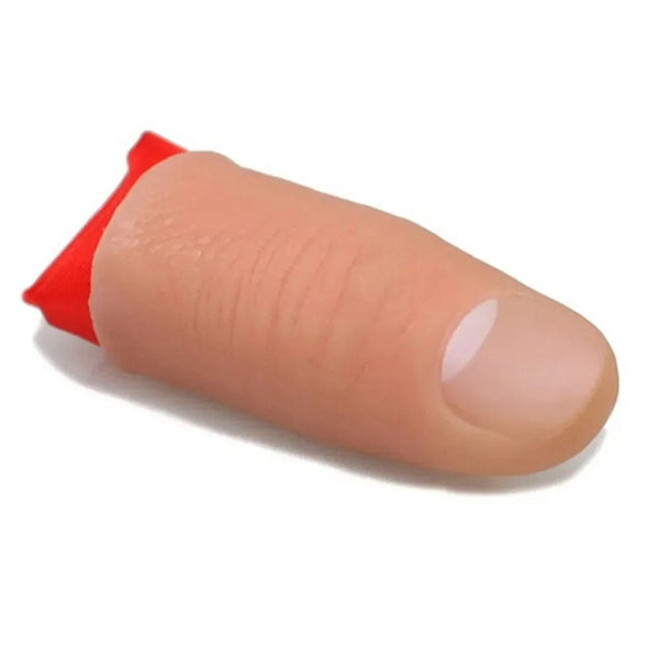 Planet Gates Magic Trick Props Close Up Vanish Appearing Plastic Finger Thumb Tip + Red Silk Stage Show Props Rubber Prank Toy Tool Gifts