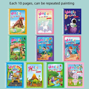 Planet Gates Magic Water Drawing Book Children's Montessori Reusable Coloring Book, Sensory Early Educational Learning Painting Toys for Kids