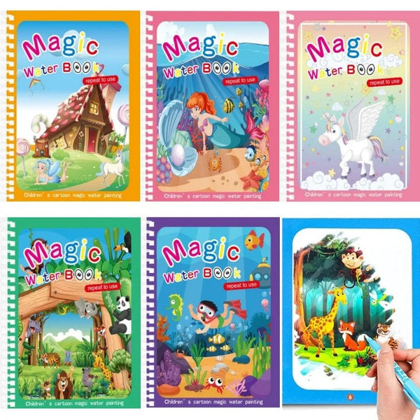 Planet Gates Magic Water Drawing Book Children's Montessori Reusable Coloring Book, Sensory Early Educational Learning Painting Toys for Kids