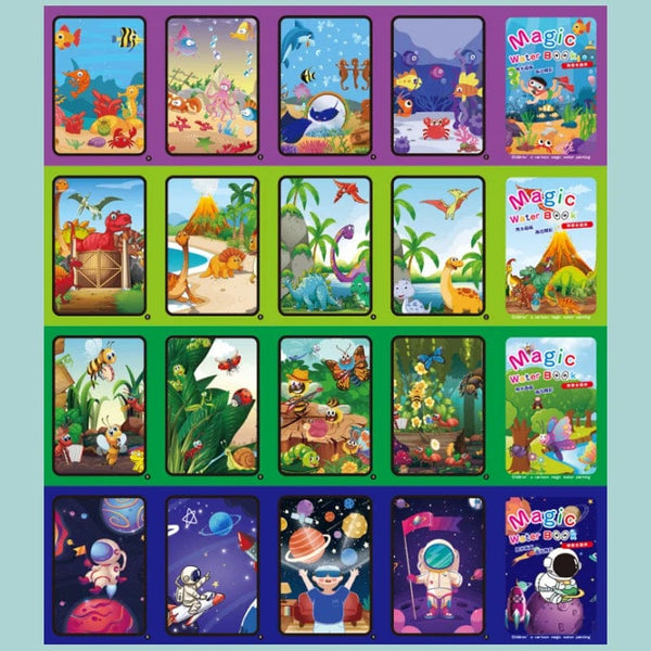 Planet Gates Magic Water Drawing Book Children's Montessori Reusable Coloring Book, Sensory Early Educational Learning Painting Toys for Kids