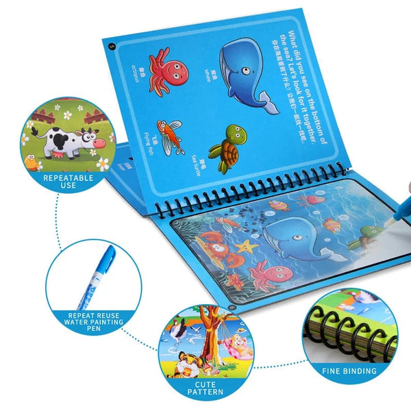 Planet Gates Magical Book Water Drawing Montessori Toys Reusable Coloring Book Magic Water Drawing Book Sensory Early Education for Children