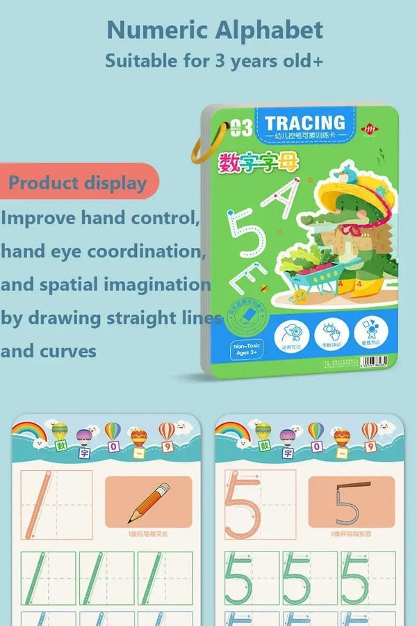 Planet Gates Magical Tracing Workbook Educational Montessori Books for Children Pen Control Training Reusable Calligraphy Copybook for Kids