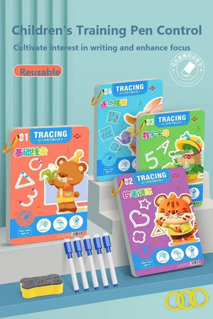 Planet Gates Magical Tracing Workbook Educational Montessori Books for Children Pen Control Training Reusable Calligraphy Copybook for Kids