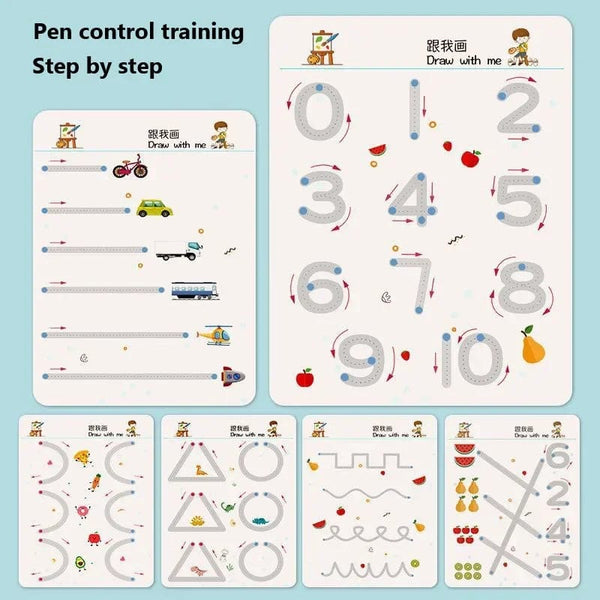 Planet Gates Magical Tracing Workbook Educational Montessori Books for Children Pen Control Training Reusable Calligraphy Copybook for Kids