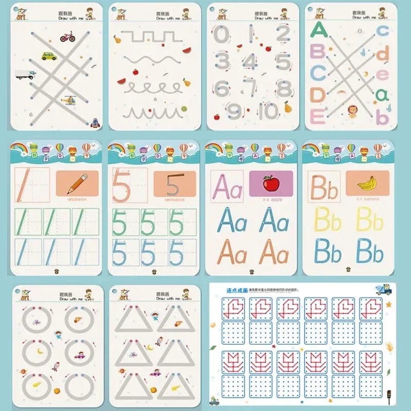 Planet Gates Magical Tracing Workbook Educational Montessori Books for Children Pen Control Training Reusable Calligraphy Copybook for Kids