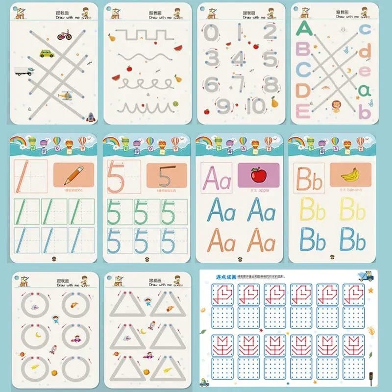 Planet Gates Magical Tracing Workbook Montessori Books for Children Pen Control Training Reusable Calligraphy Copybook for Kids Educational