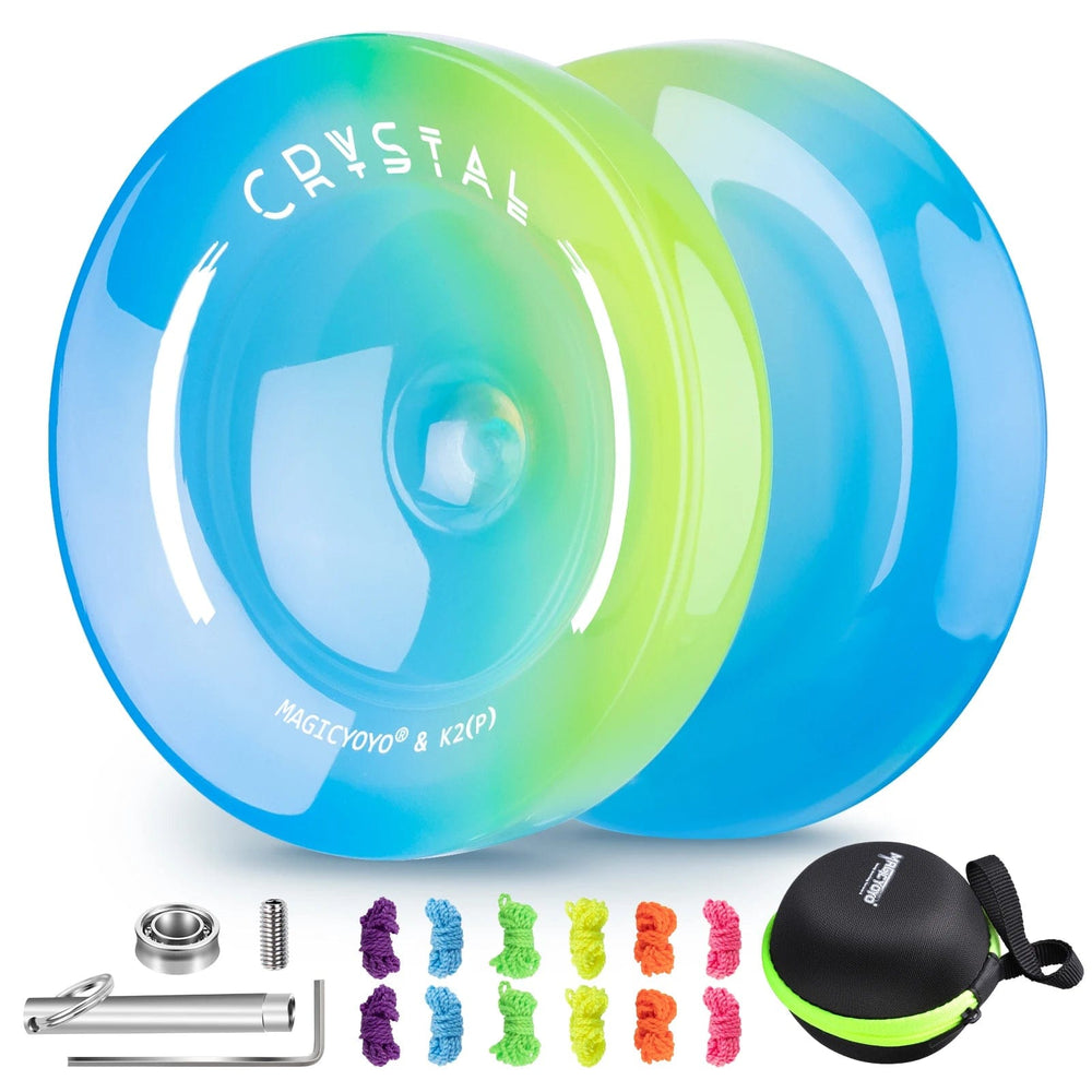Planet Gates Yellow Pink Blue / CHINA MAGICYOYO Crystal Yoyo K2, Professional Responsive Yoyo for Kids Beginners, Dual Purpose Yo-Yo for Advanced + Unresponsive Yo Yo
