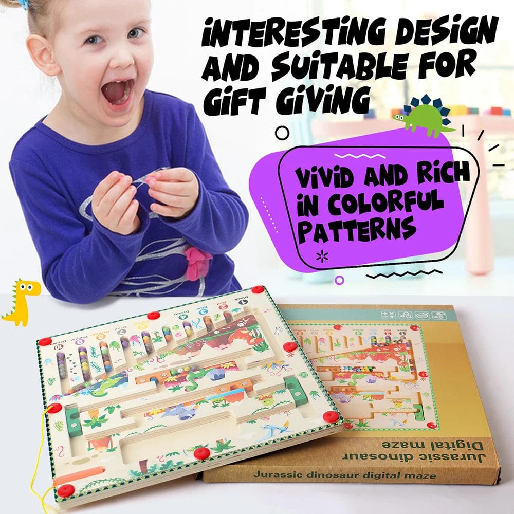 Planet Gates Magnetic Color and Number Maze Montessori Toys Wooden Puzzle Activity Board Learning Puzzle Counting Matching Toys for Toddlers