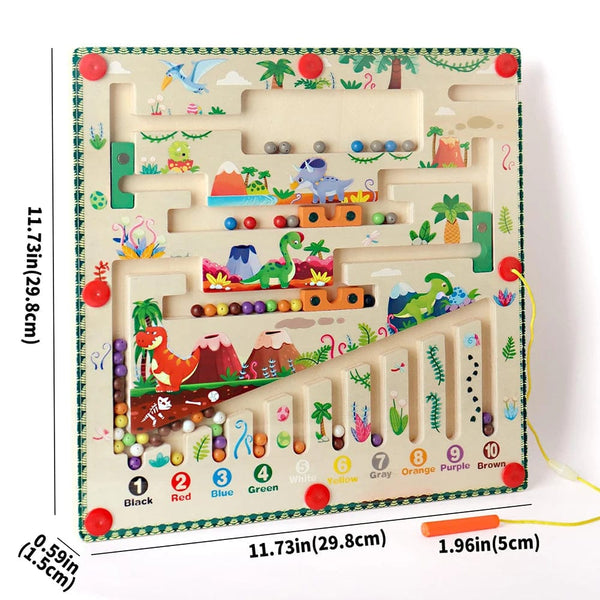 Planet Gates Magnetic Color and Number Maze Montessori Toys Wooden Puzzle Activity Board Learning Puzzle Counting Matching Toys for Toddlers
