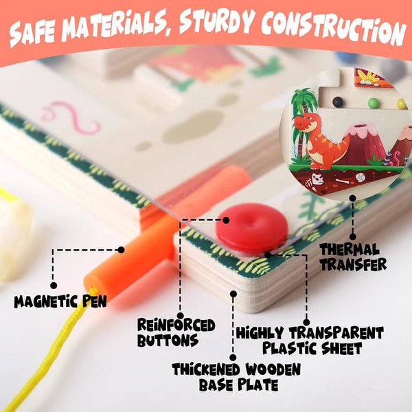 Planet Gates Magnetic Color and Number Maze Montessori Toys Wooden Puzzle Activity Board Learning Puzzle Counting Matching Toys for Toddlers